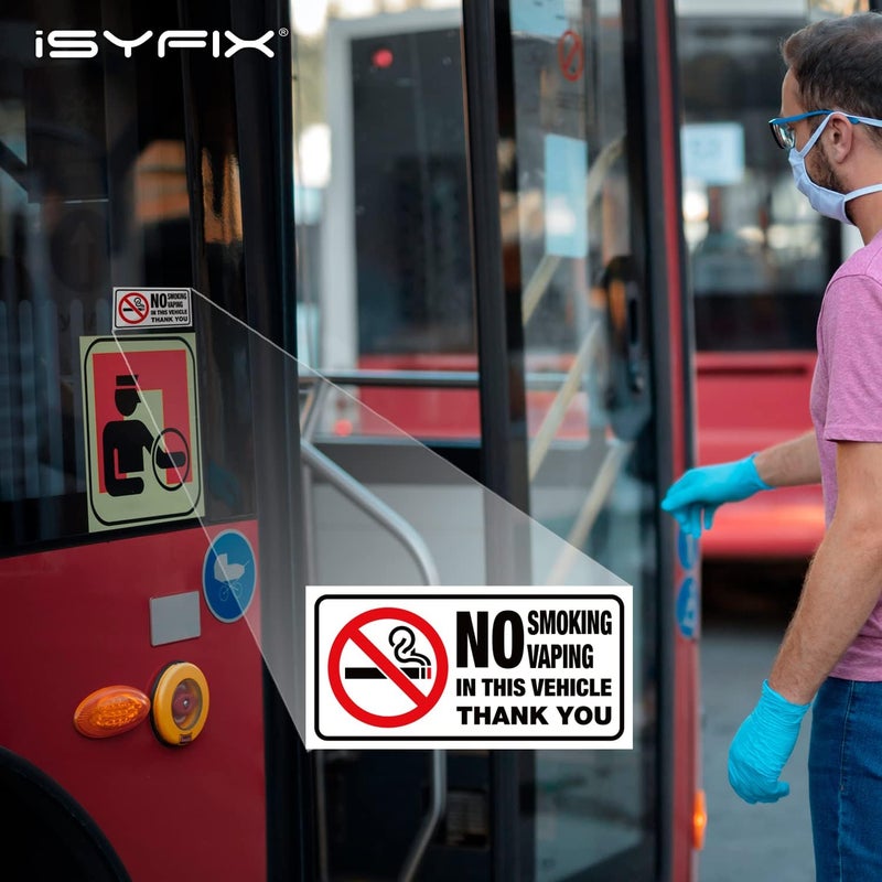 iSYFIX No Smoking No Vaping for Vehicles Stickers - 6 Pack 3x1.5 inch - Premium Vinyl, Labels, Laminated for Ultimate UV, Weather, Scratch, Water & Fade Resistance, Indoor & Outdoor - Image 5